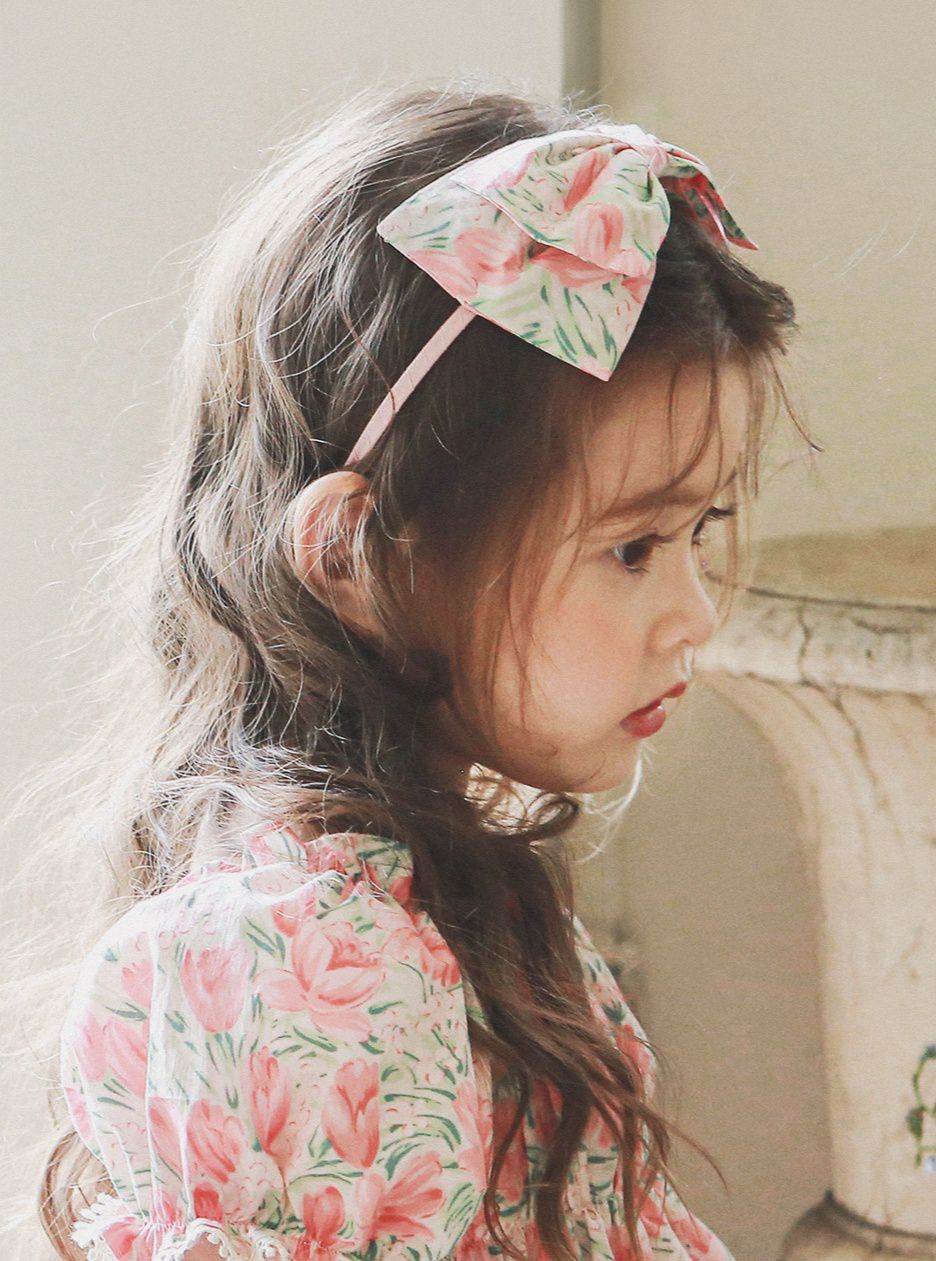 韓國 Puellaflo - 鬱金香蝴蝶結髮箍-粉紅