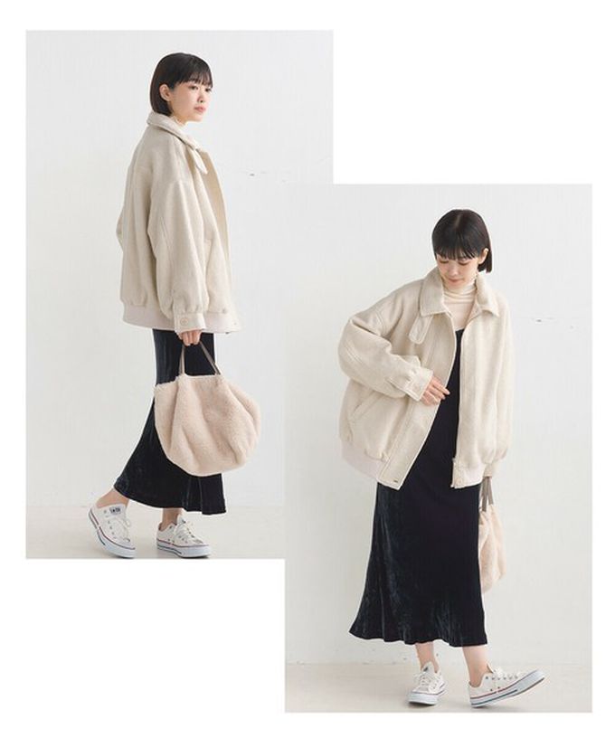 日本 OMNES - 絨毛感率性翻領夾克外套-炭灰