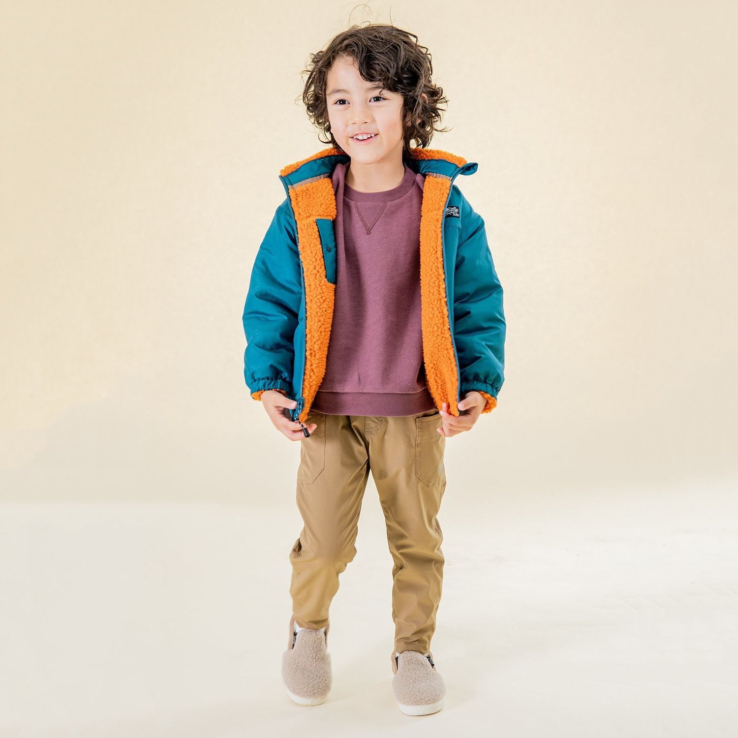 日本千趣會 - 泰迪熊短絨防風保暖外套-米杏