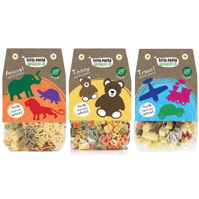 英國little pasta小小帕斯達 - 造型義大利麵3入組-(動物*1+交通工具*1+泰迪熊*1)
