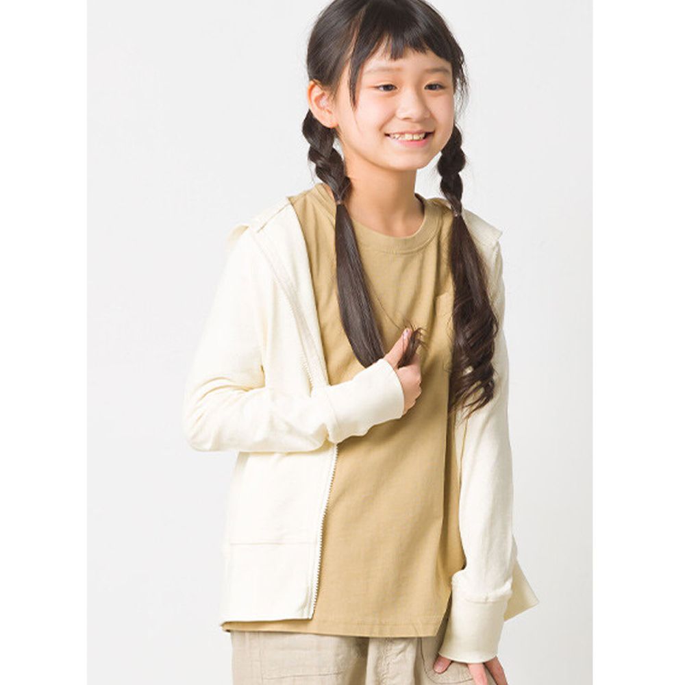 日本 OMNES - 純棉兒童輕薄連帽長袖外套-米