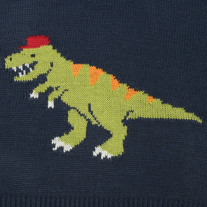 akachan honpo - 針織休閒上衣-緹花-深藍色