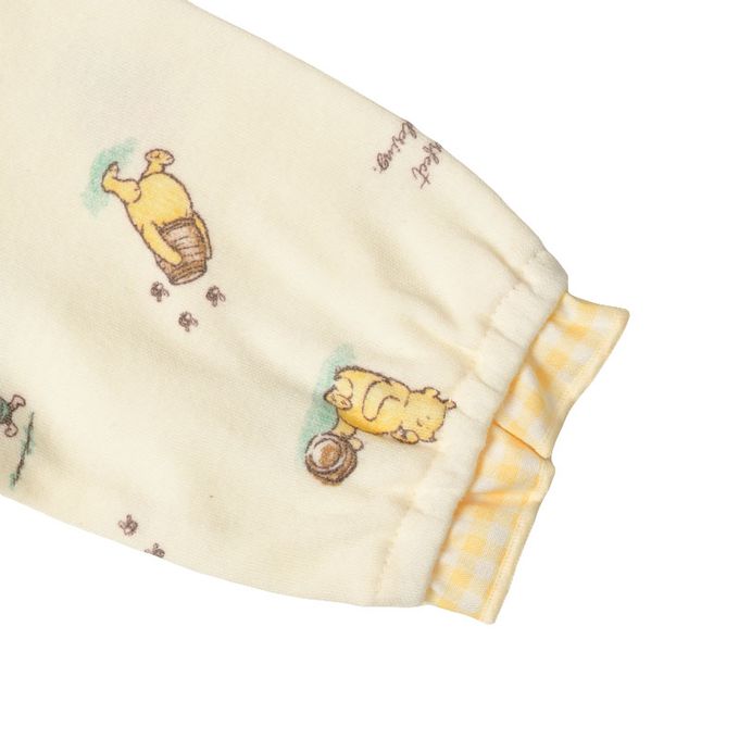 akachan honpo - 長袖連身衣-復古小熊維尼-米白色 (50~60cm)