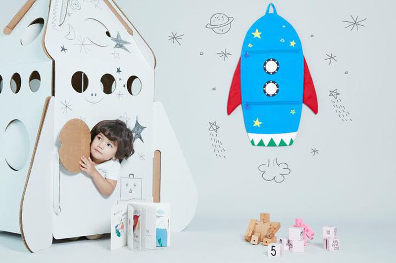 韓國 Art Muffin - 童趣壁飾收納袋-蘑菇小屋