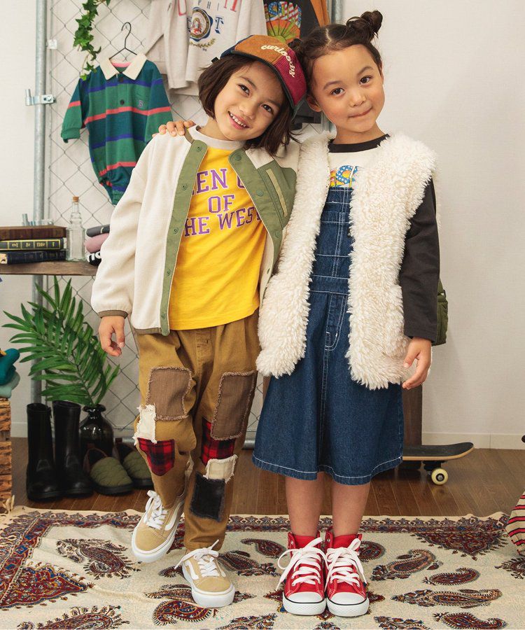 日本 BREEZE - 古著撞色輕質短毛外套-米白x軍綠