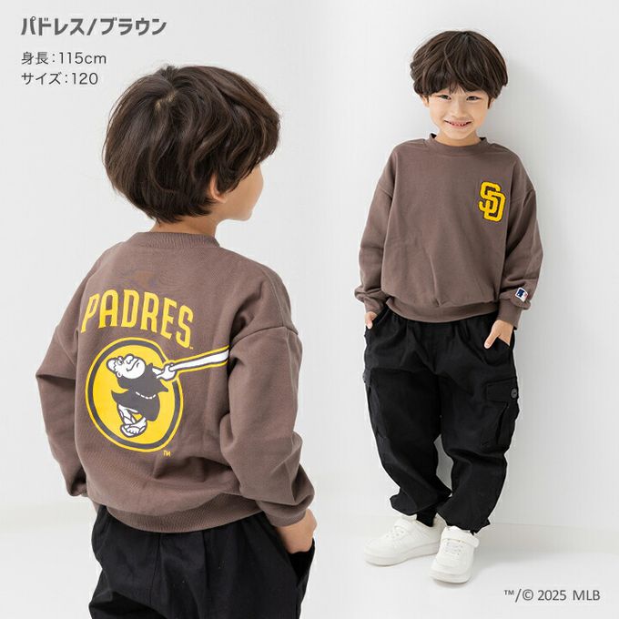 日本 Chil2 - MLB聯名 立體LOGO刺繡長袖上衣-聖地牙哥教士-棕