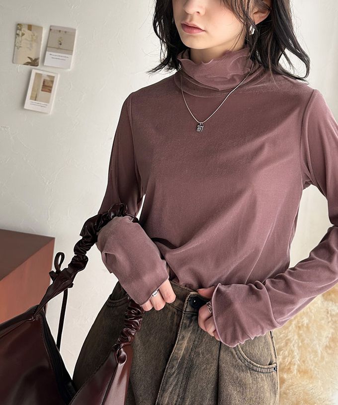 日本 Classical Elf - 微光澤木耳高領層次穿搭薄上衣-深藍