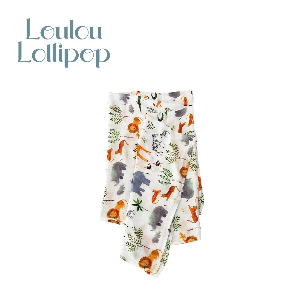 Loulou Lollipop - 竹纖維透氣包巾 - 主題款-動物叢林 (120x120cm)