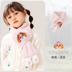 人氣卡通 - 卡通汪汪隊立體狗爪絨毛圍巾78x12cm-卡通人物天天-粉色