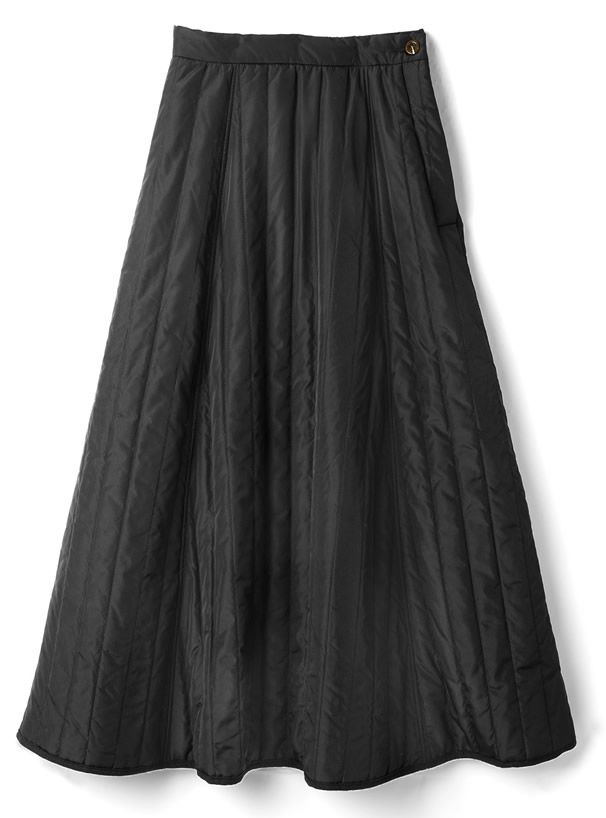 日本 GRL - 優雅絎縫立體修身傘裙-黑