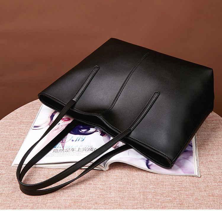 歐美風簡約大容量單肩托特包-黑色 (25x31x14cm)