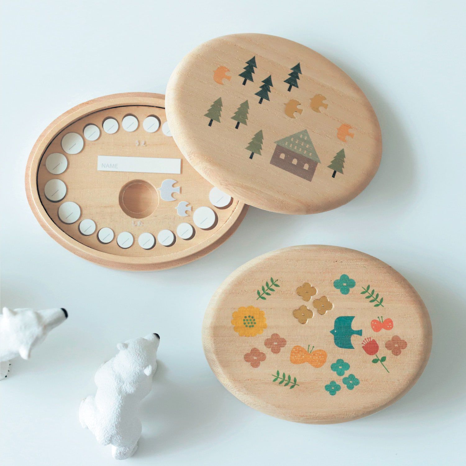 日本千趣會 - 聯名款 日本製桐木乳齒收納盒-美好花園 (11x9x2.3cm)