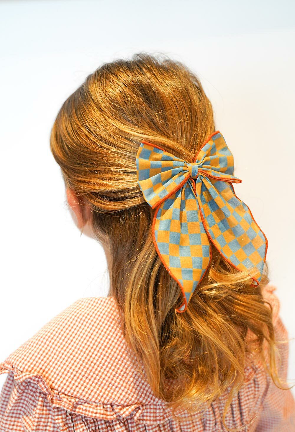 丹麥 GRECH & CO. - 蝴蝶結髮夾 (大尺寸)-細格紋 (適用於2歲以上)