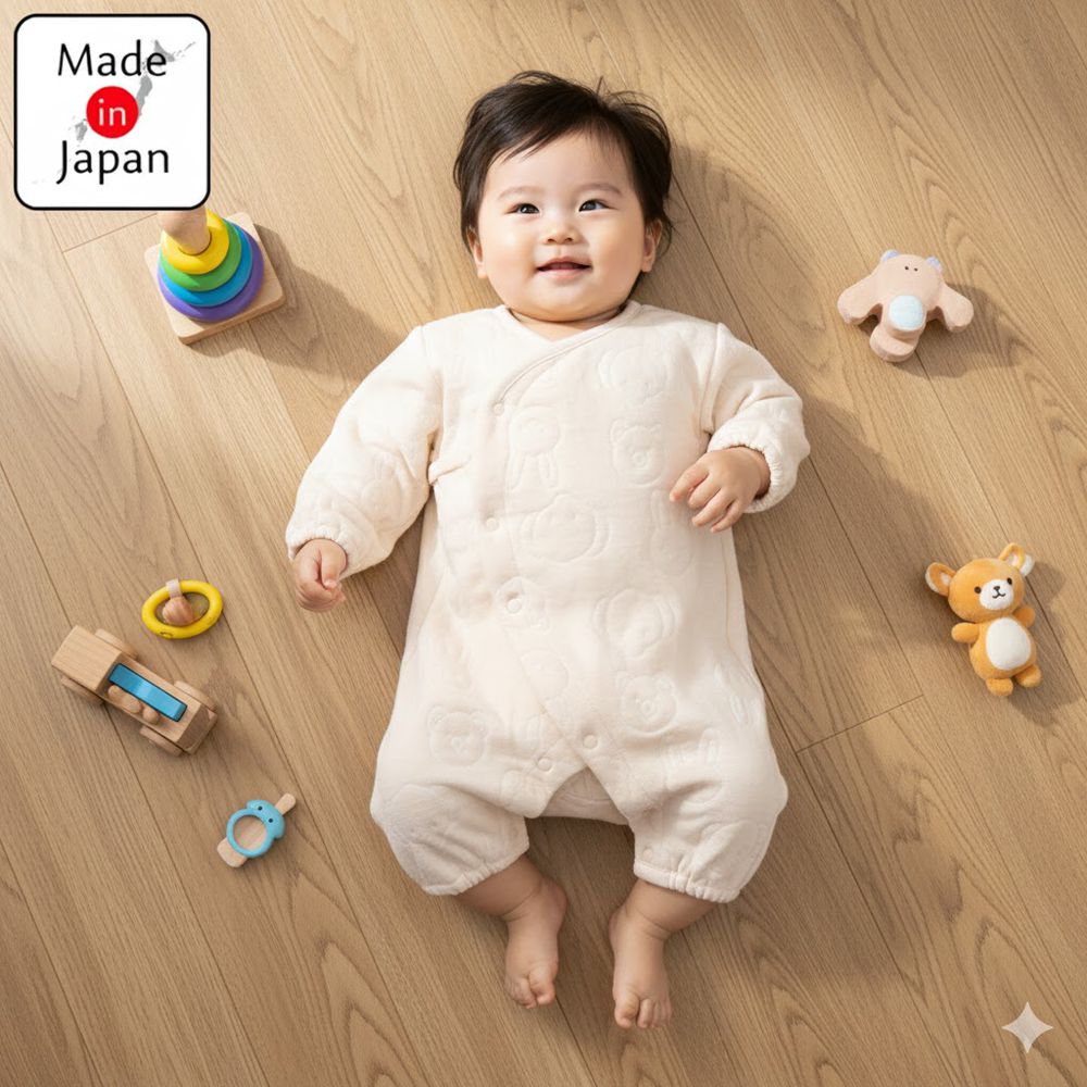 幼兒連身衣-緹花 動物-淺卡其色