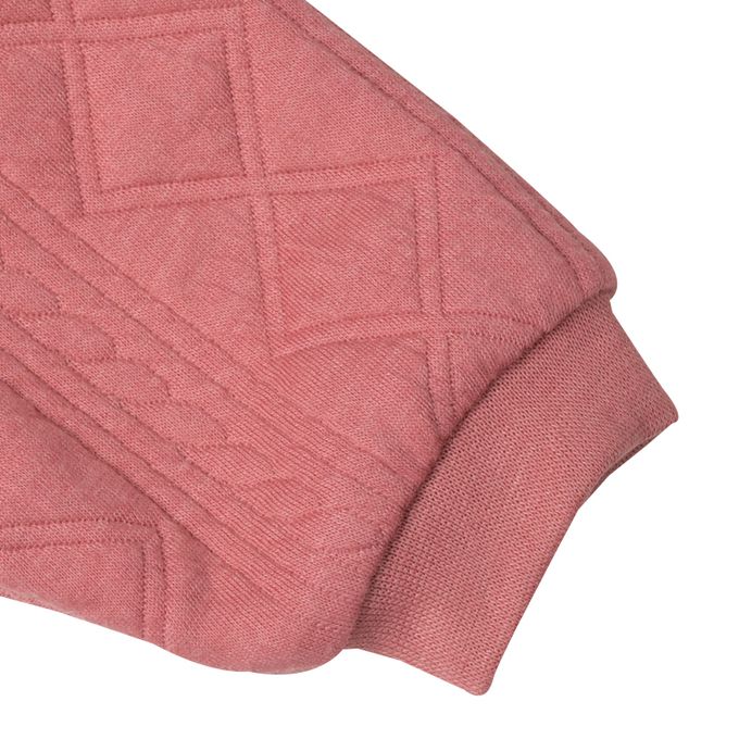 akachan honpo - 長袖鋪棉休閒上衣-下擺蕾絲-粉紅色