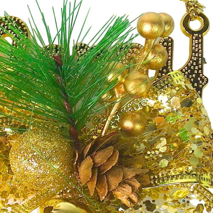 MODACore 摩達客 - 摩達客台製精緻6吋聖誕快樂英文字牌雙鐘吊飾-燦金系（歐美外銷人氣品）