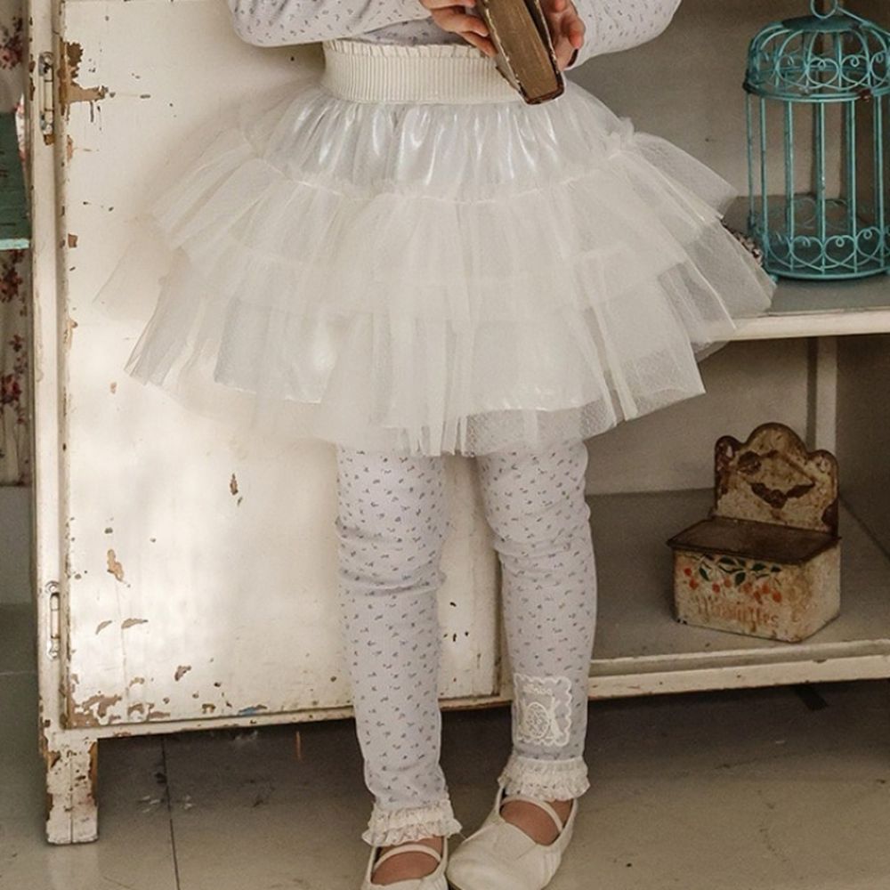 Puellaflo 鬆緊腰夢幻帶光澤感層次網紗蓬蓬裙-米杏