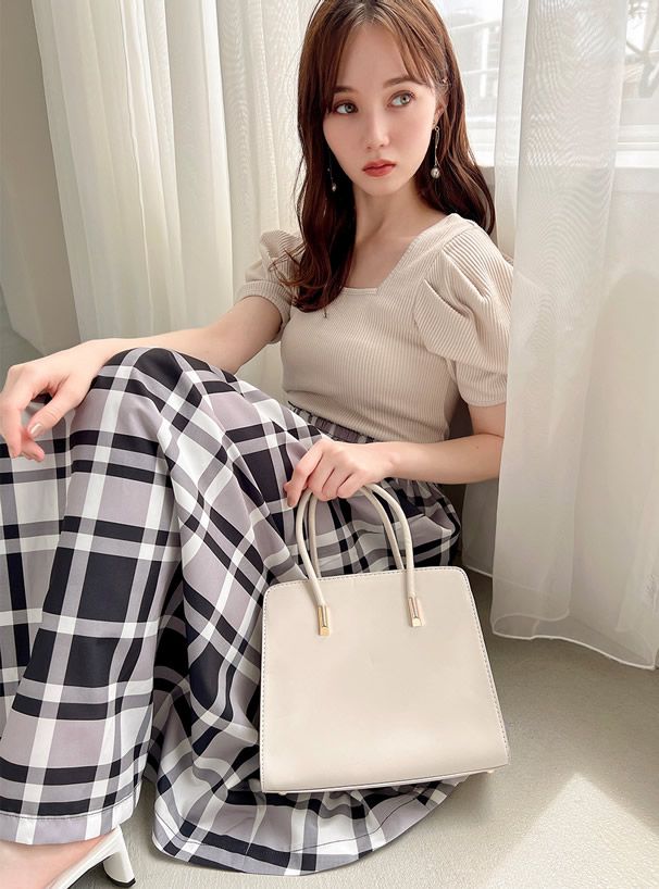 日本 GRL - 洗鍊感皮革梯形側背/手提包-紅 (F)