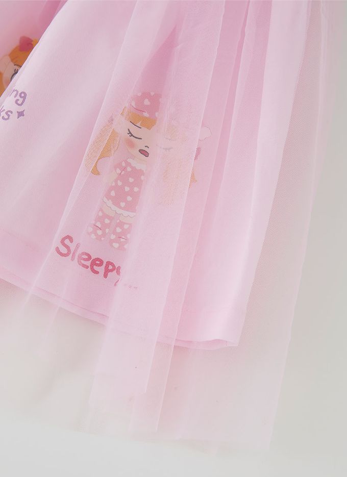 韓國 OZKIZ - 立體小女孩印澎澎紗裙-粉