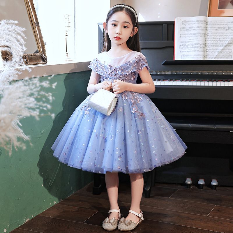 唯美星空卡肩式禮服-拖擺款-紫色