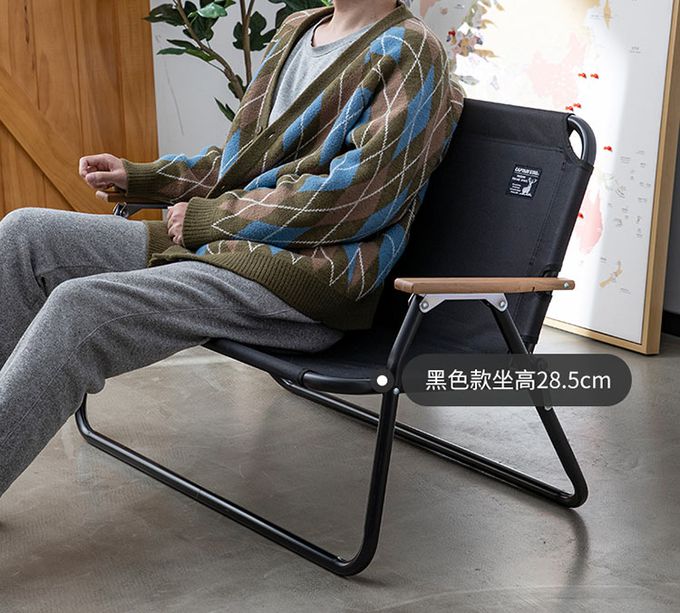 日本CAPTAIN STAG - 戶外露營鋁合金折疊單人椅 (黑色)