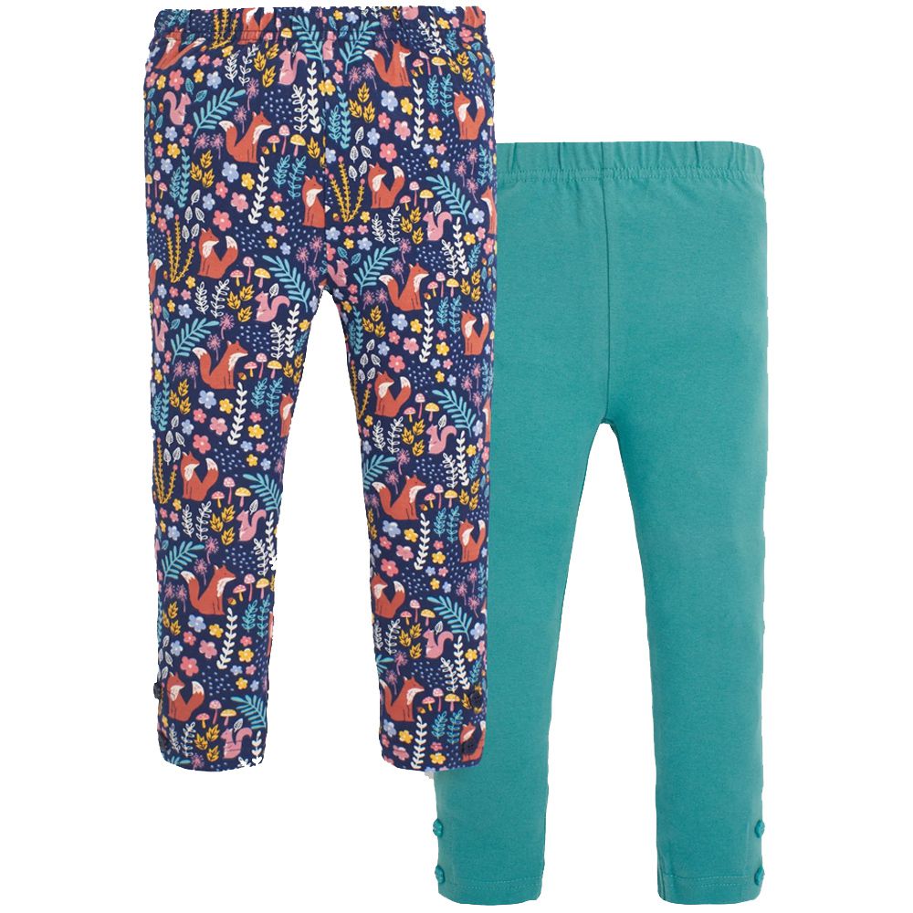 英國 JoJo Maman BeBe - 保暖長褲/內搭褲兩入組-溫柔碎花