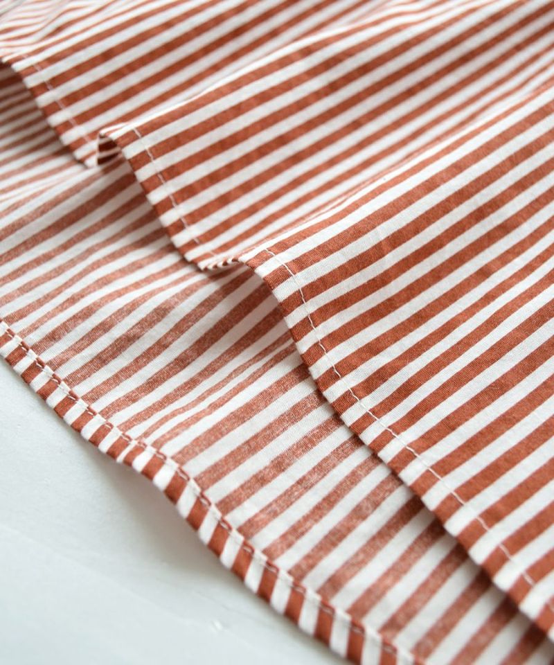 日本 zootie - 男孩感直條紋短袖襯衫-磚紅
