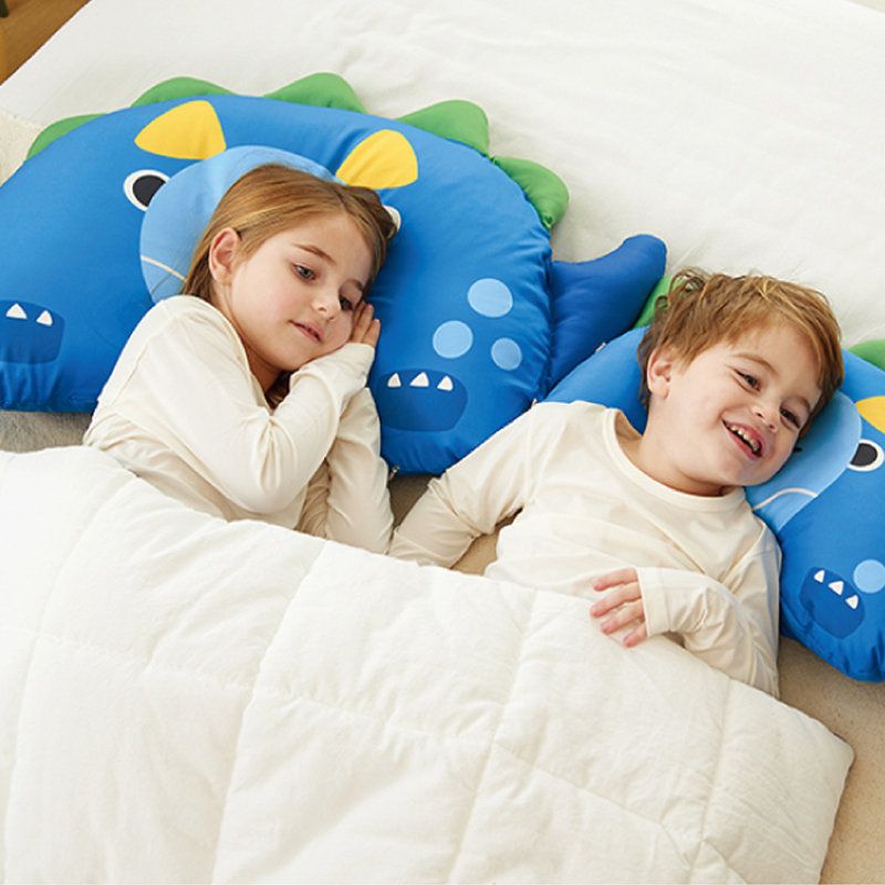 正韓Hello HiZoo - 純手工製動物夥伴防蟎抗菌兒童枕/透氣枕/護脊/護頸枕(大款)-害羞龍