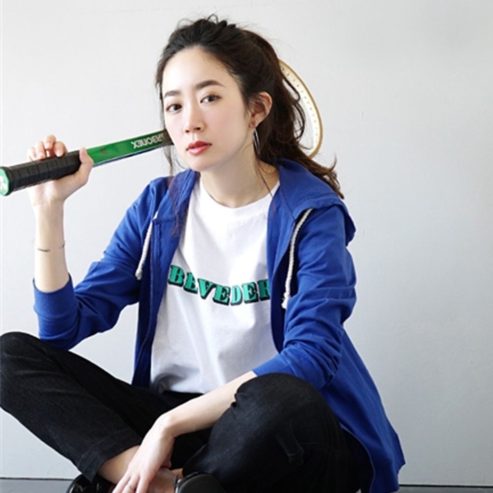 日本 zootie - 撥水X吸水速乾加工 抗透汗純棉防曬連帽外套-亮藍