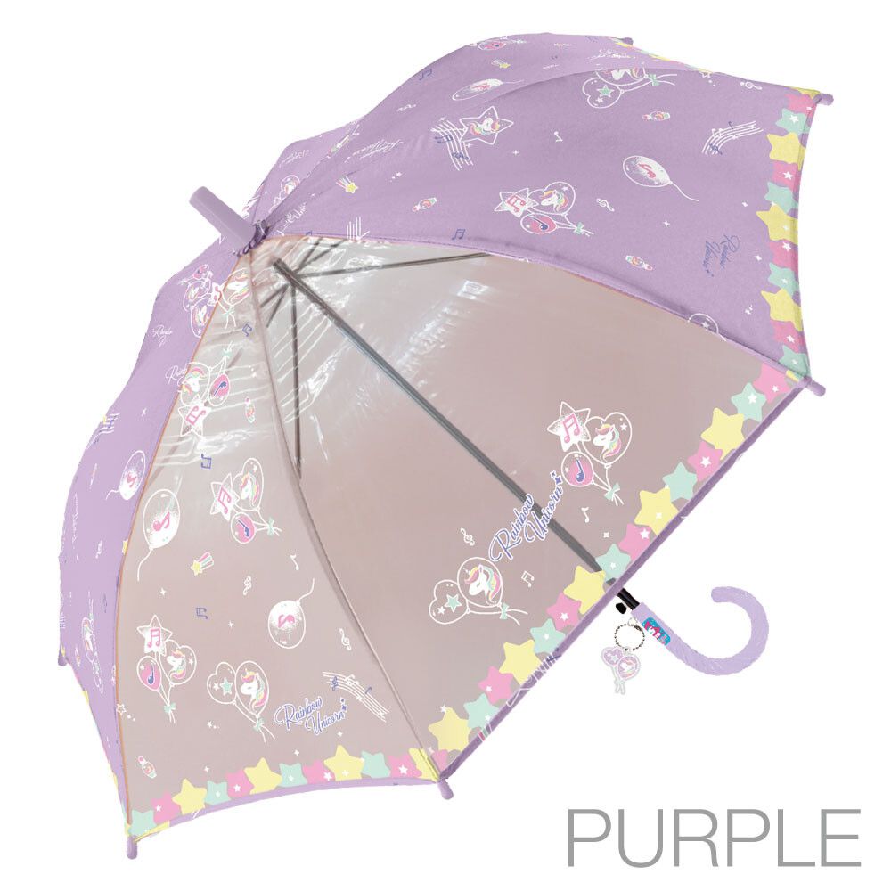 日本中谷 - 透明窗設計兒童雨傘/直傘-星星汽球-水藍 (50cm(身高115-125cm))