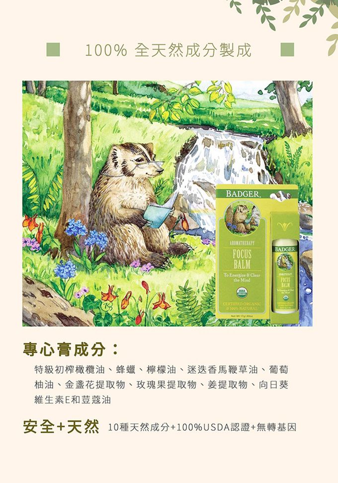 美國 Badger 貝吉獾 - 專心膏