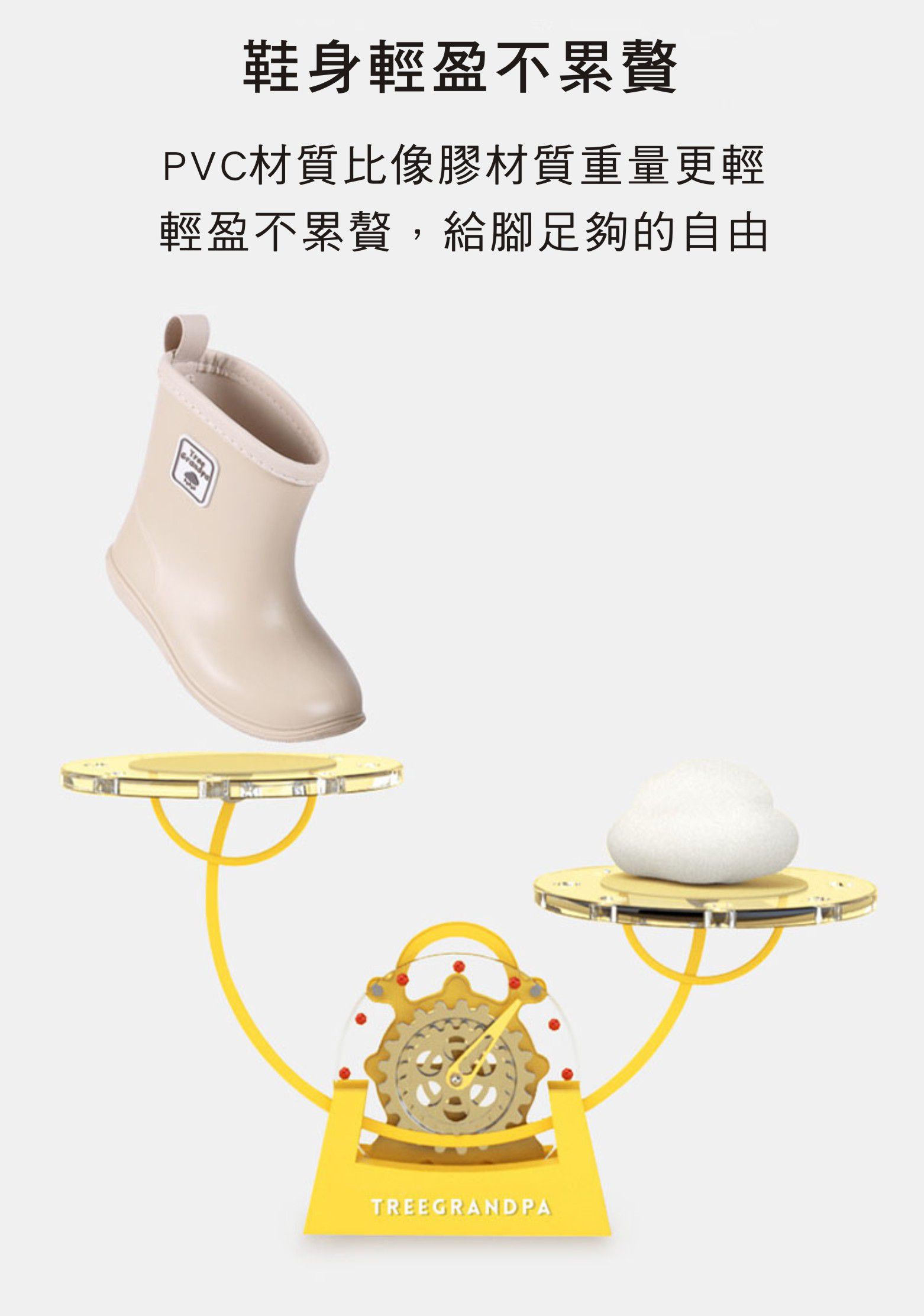treegrandpa - 兒童素色雨鞋-黃色