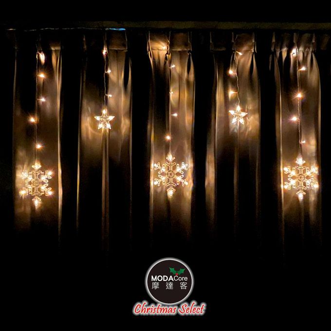 MODACore 摩達客 - LED 138冰條造型燈串電池燈+USB兩用充電 -暖白光/雪花造型款