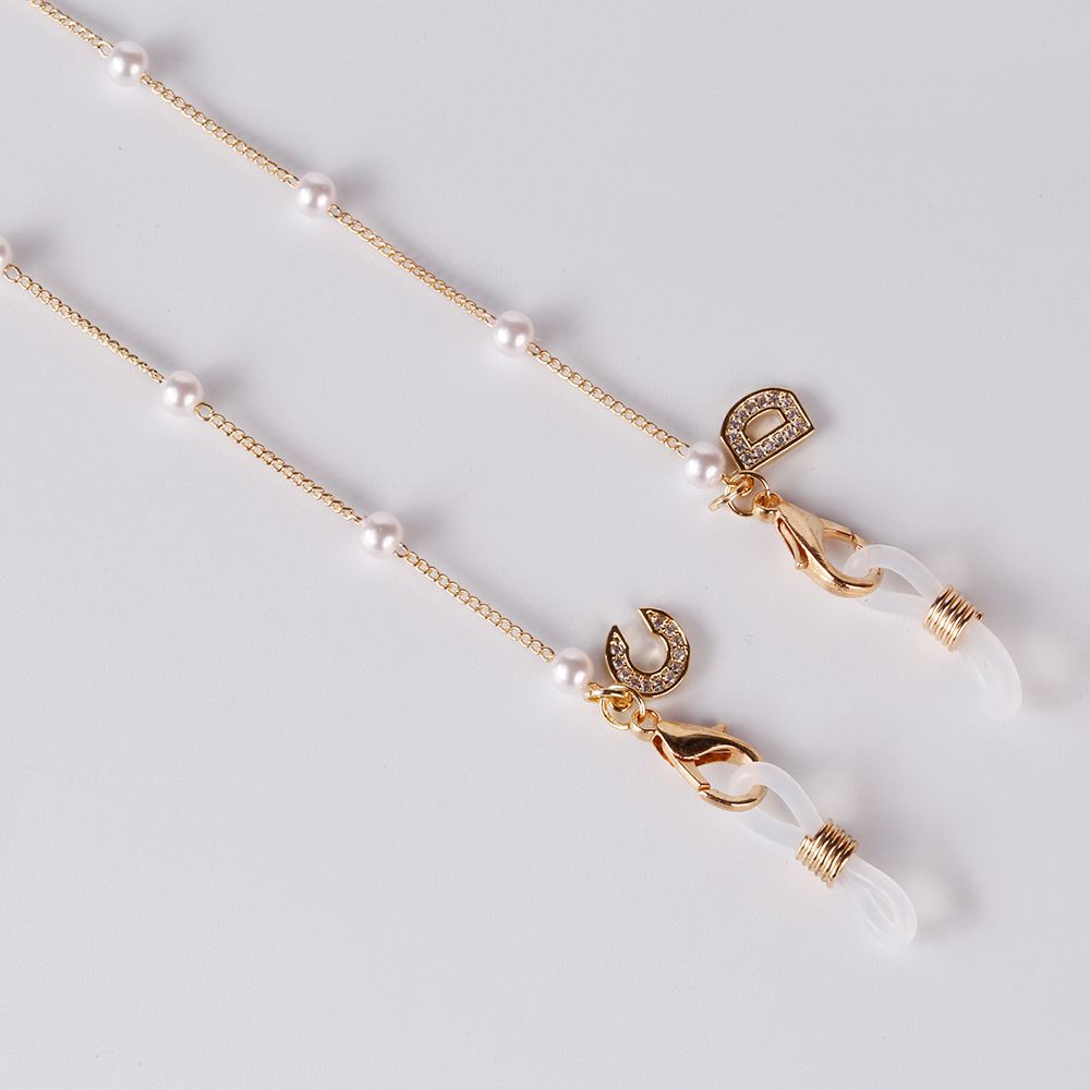 時尚珍珠金鏈口罩/眼鏡掛鏈-珍珠 (總長64cm)