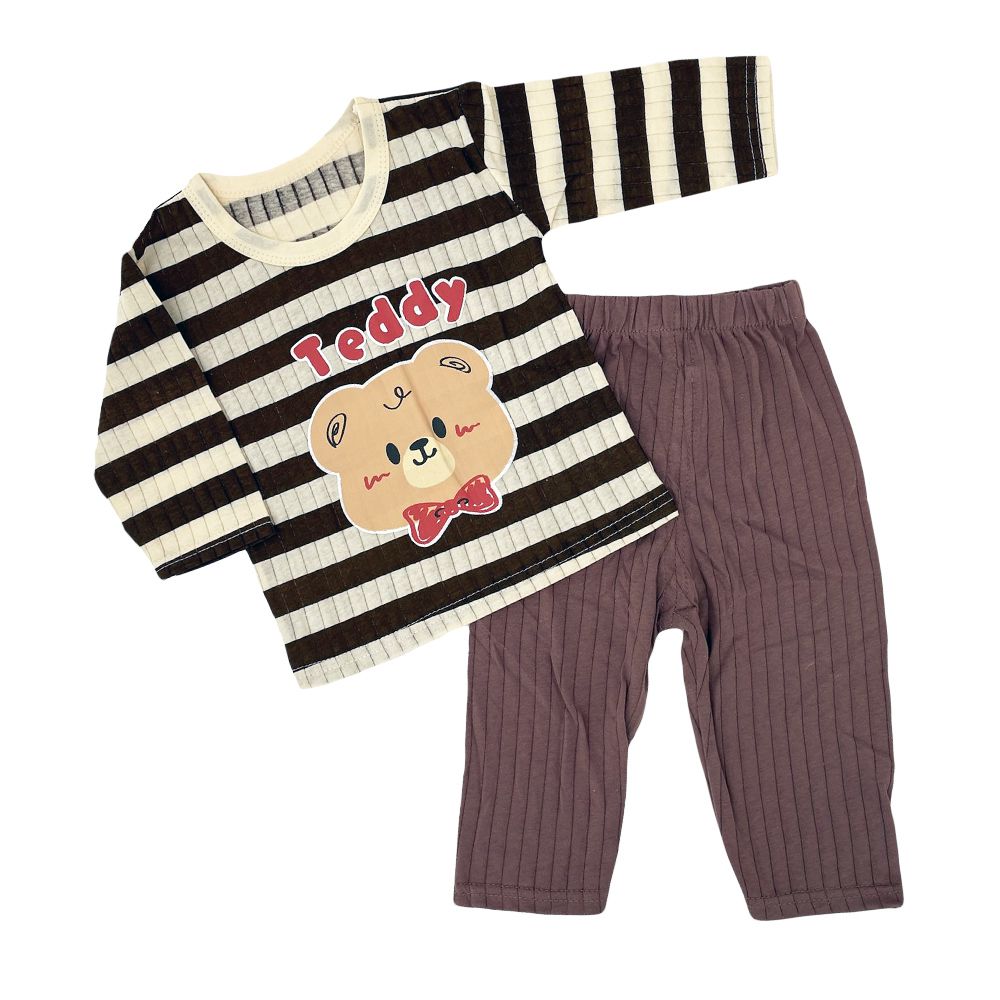 JoyNa - 兒童睡衣 家居服套裝 薄長袖套裝 睡褲空調服-寬條小熊