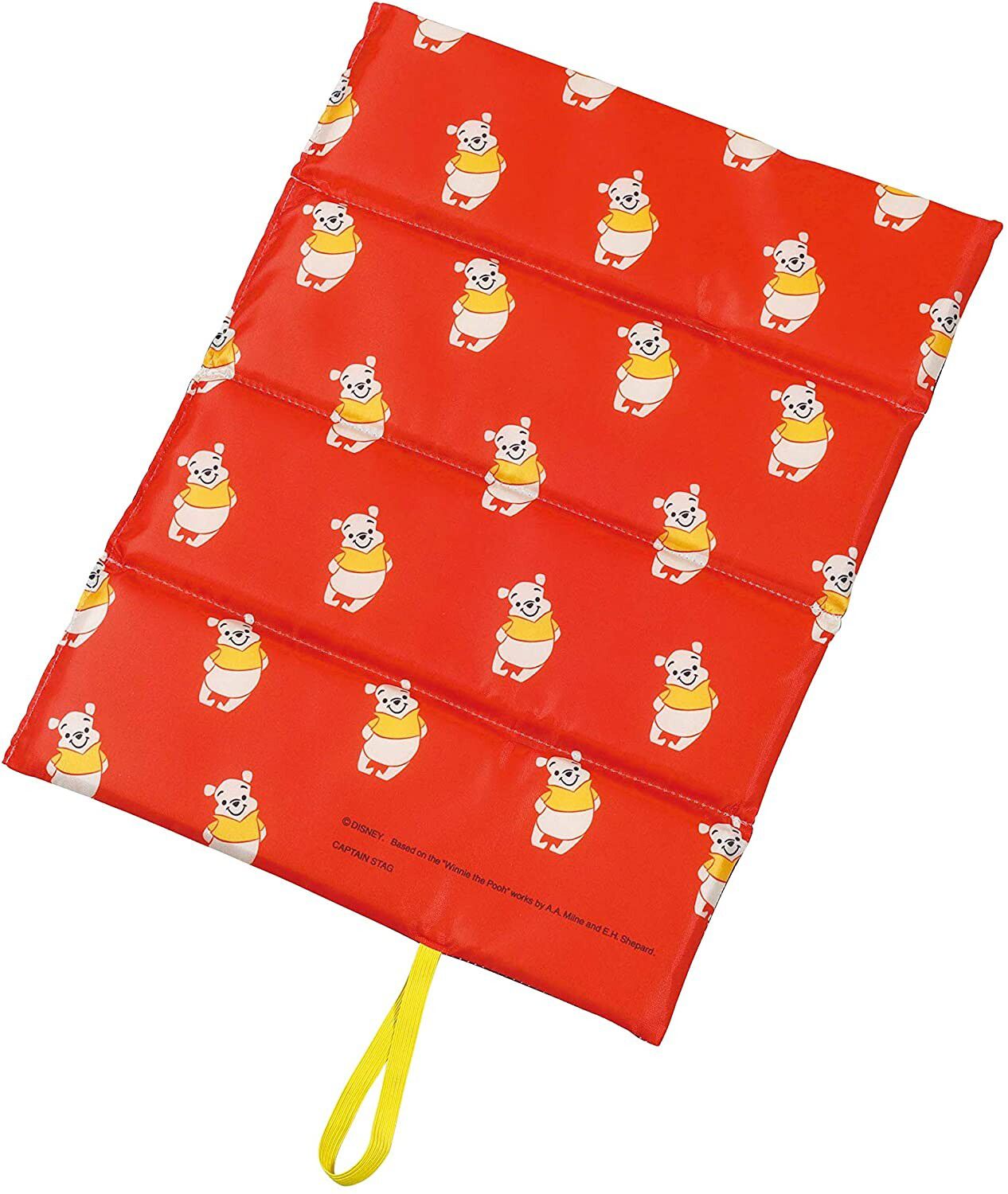 日本 Pearl 金屬 - 迪士尼單人折疊坐墊(1cm厚)-維尼繽紛格子-藍X紅 (34×27.5cm)