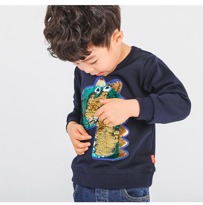 韓國 OZKIZ - 閃亮變色長袖大學T-恐龍