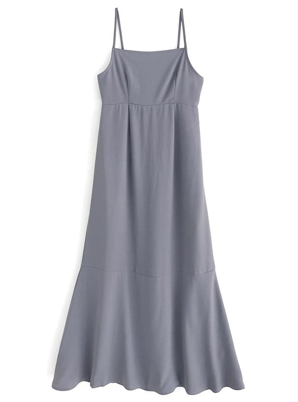 日本 GRL - 優雅蕾絲滾邊泡泡袖兩件式洋裝-煙燻藍 (F)