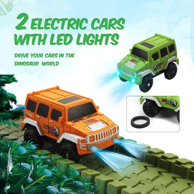 CuteStone - 兒童擬真恐龍世界軌道車套裝組合玩具(福利品盒損)