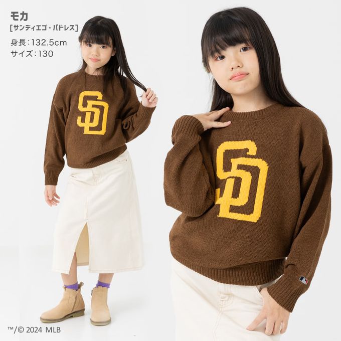 日本 Chil2 - MLB聯名 柔軟針織LOGO長袖上衣-紐約洋基-海軍藍