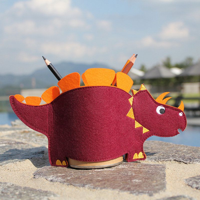 正韓Hello HiZoo - 純手工製恐龍造型質感收納筆筒 (收納筒/萬用筆筒/多功能筆筒)-劍龍