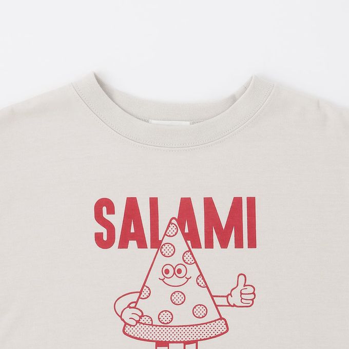 日本 b-ROOM - 防污速乾簡約印花短袖上衣-披薩-紅