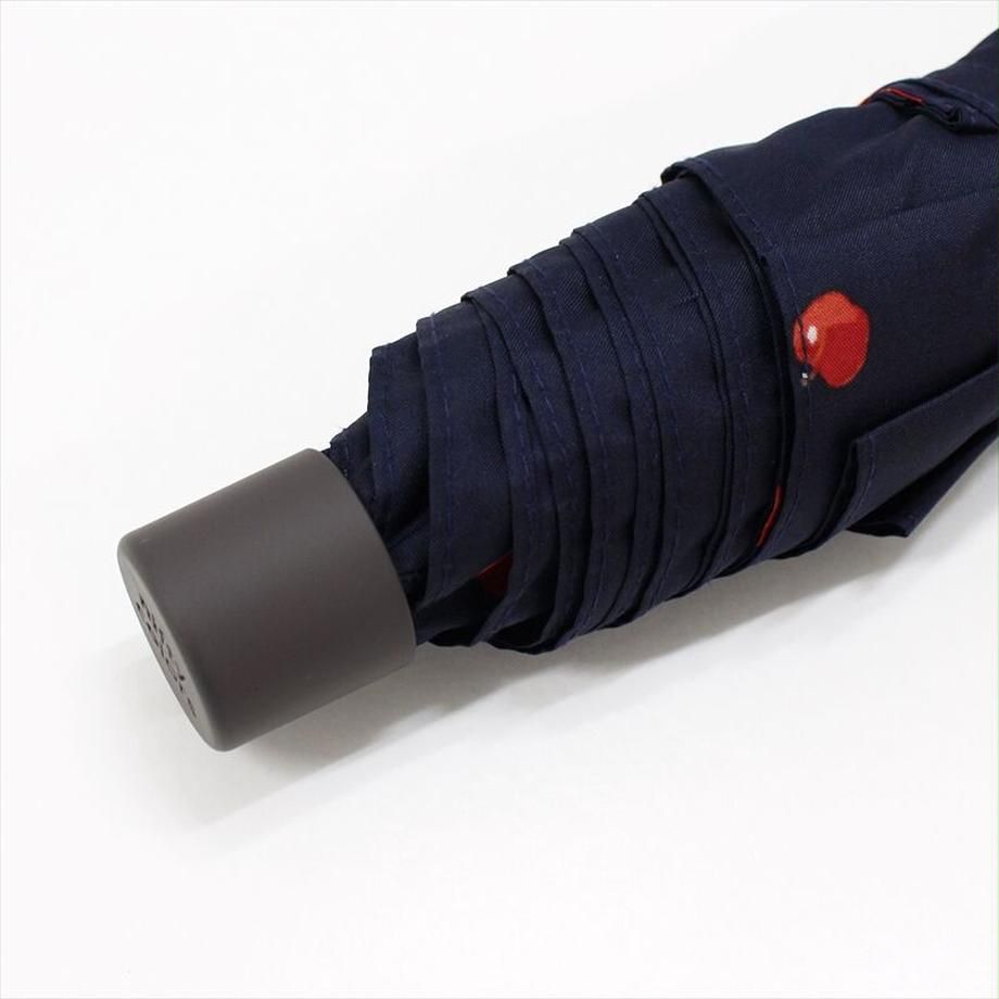 日本 nifty colors - 抗UV輕量 晴雨兩用折疊傘-甜美蘋果-深藍 (直徑88cm/160g)