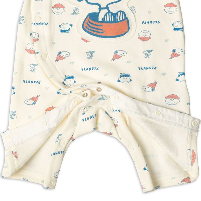 akachan honpo - 長袖兔裝-史努比坐雪橇布貼-米白色