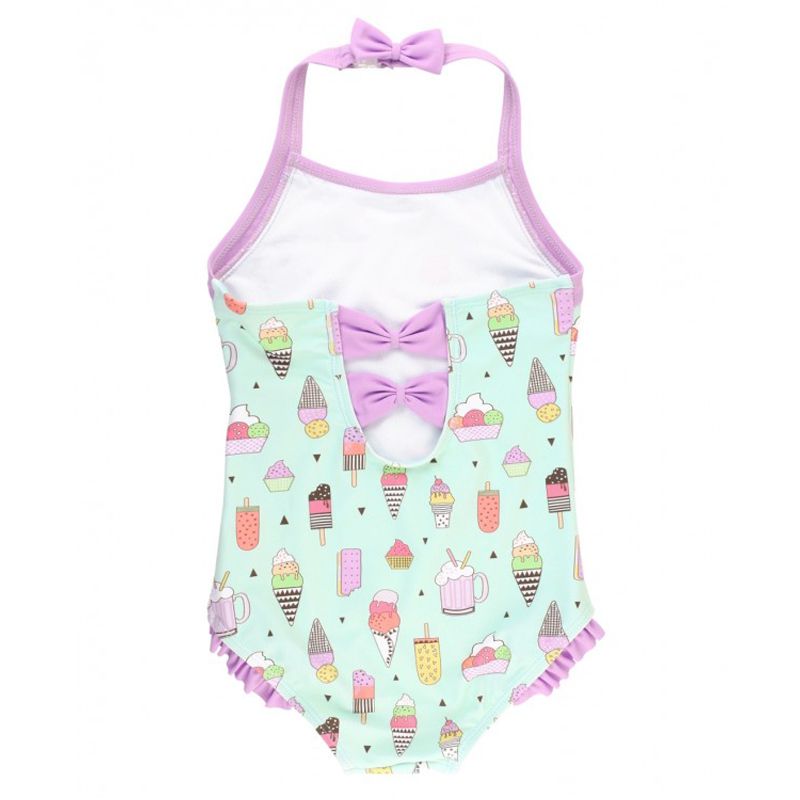 美國 RuffleButts - 小女童UPF 50+防曬無袖連身泳裝-夏日派對