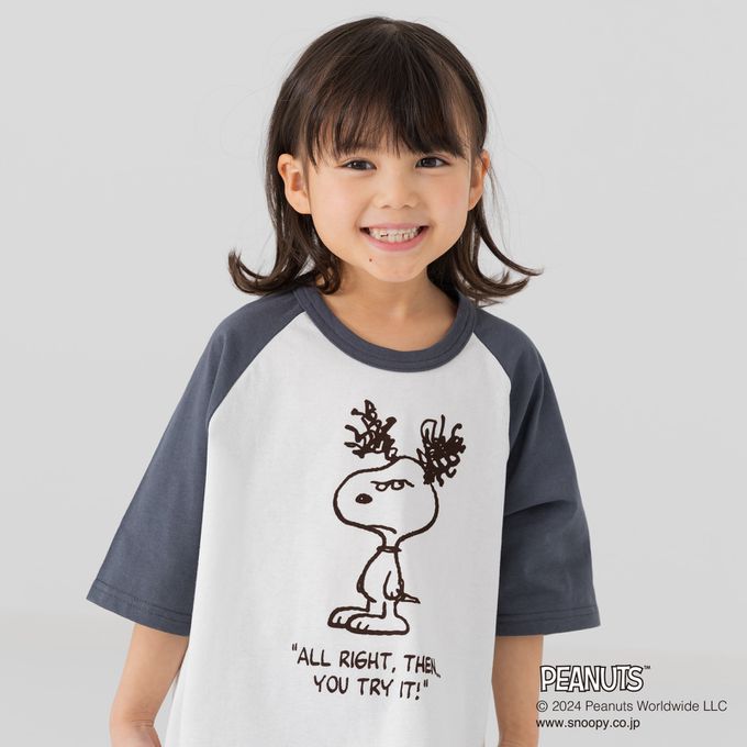 日本 Chil2 - Snoopy聯名 純棉短袖上衣-生氣史努比-炭灰x白