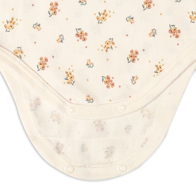 akachan honpo - 長袖速乾包屁衣2件組-套頭式 小花-粉紅色