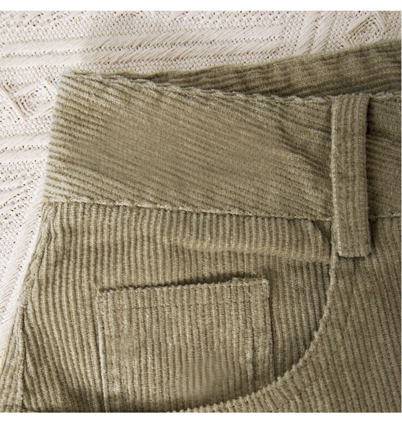 燈芯絨休閒闊腳褲-杏色