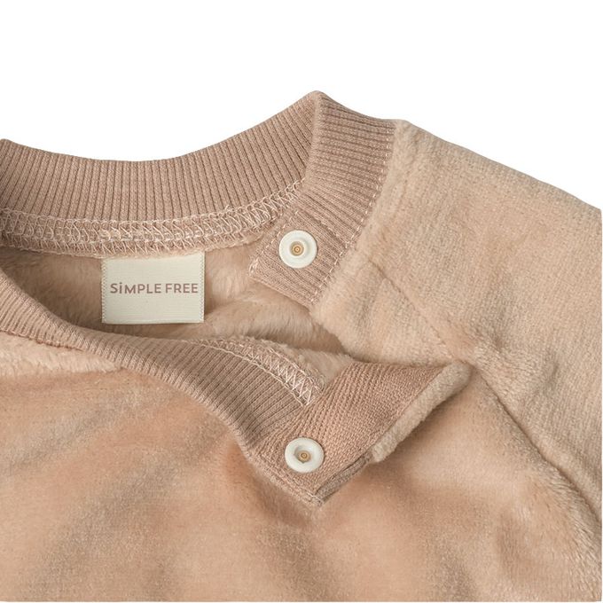 akachan honpo - 長袖休閒上衣-圖案 刷毛-淺卡其色