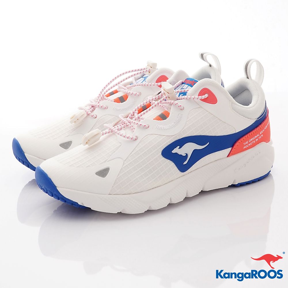 KangaROOS - 美國袋鼠鞋女段束口設計 防潑水跑鞋-運動鞋-白藍